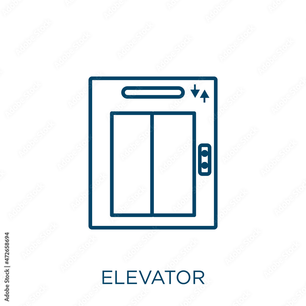 Aufkleber elevator icon. thin linear elevator outline icon isolated on white background. line vector elevator 