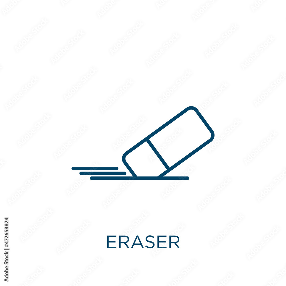 Poster eraser icon. thin linear eraser outline icon isolated on white background. line vector eraser sign, 