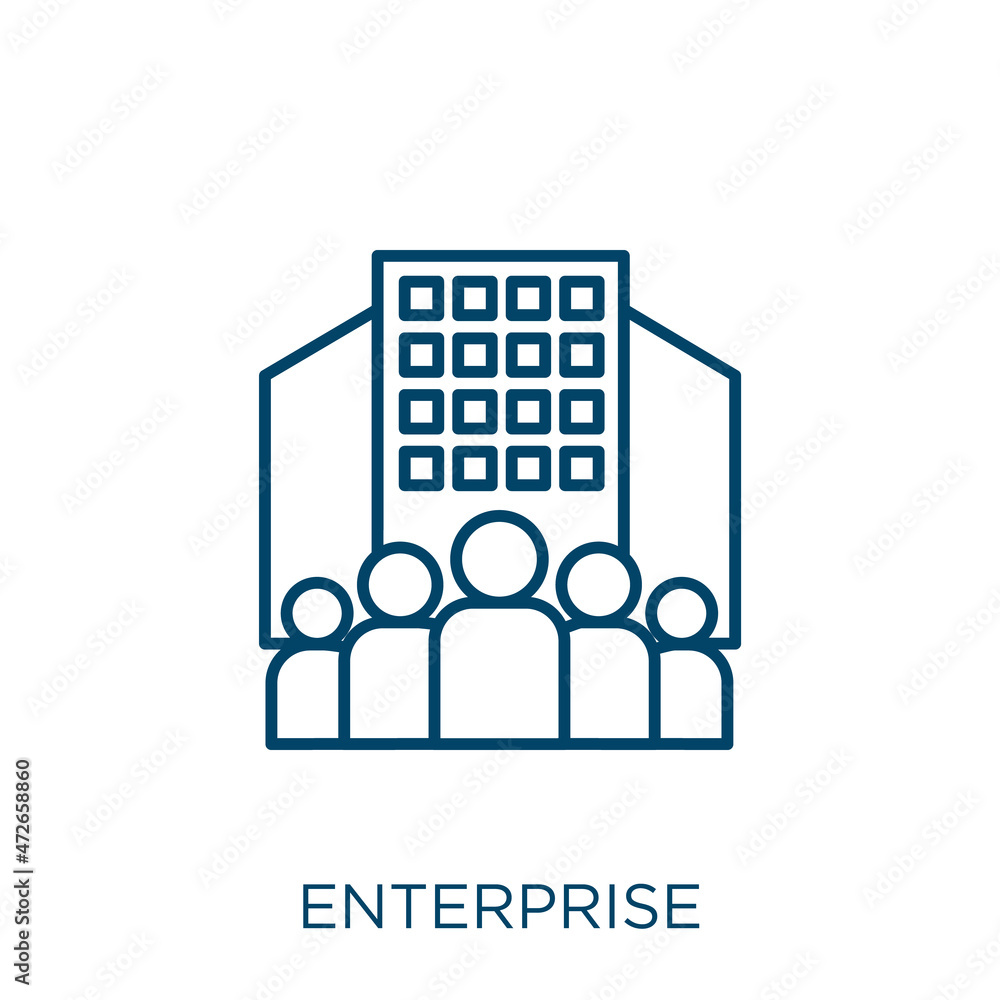 Poster enterprise icon. thin linear enterprise outline icon isolated on white background. line vector enter