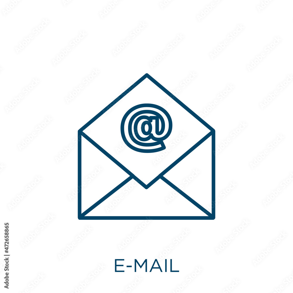 Poster e-mail icon. thin linear e-mail outline icon isolated on white background. line vector e-mail sign, 
