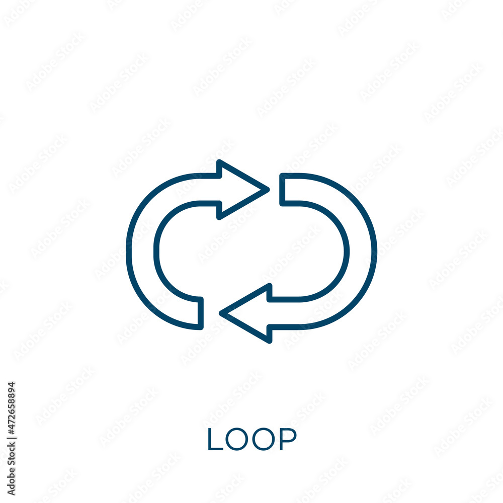 Poster loop icon. thin linear loop outline icon isolated on white background. line vector loop sign, symbol