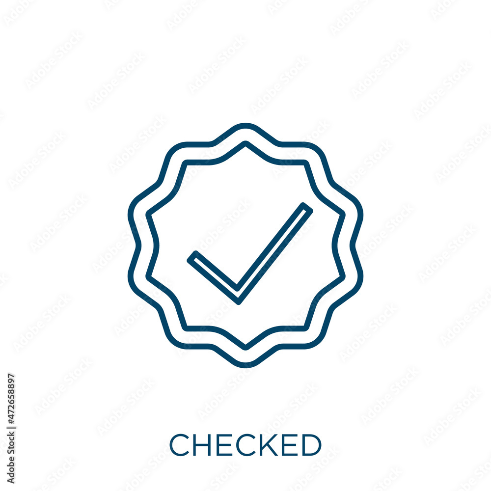Poster checked icon. thin linear checked outline icon isolated on white background. line vector checked sig
