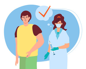 Successful vaccination - detailed vector design style illustration