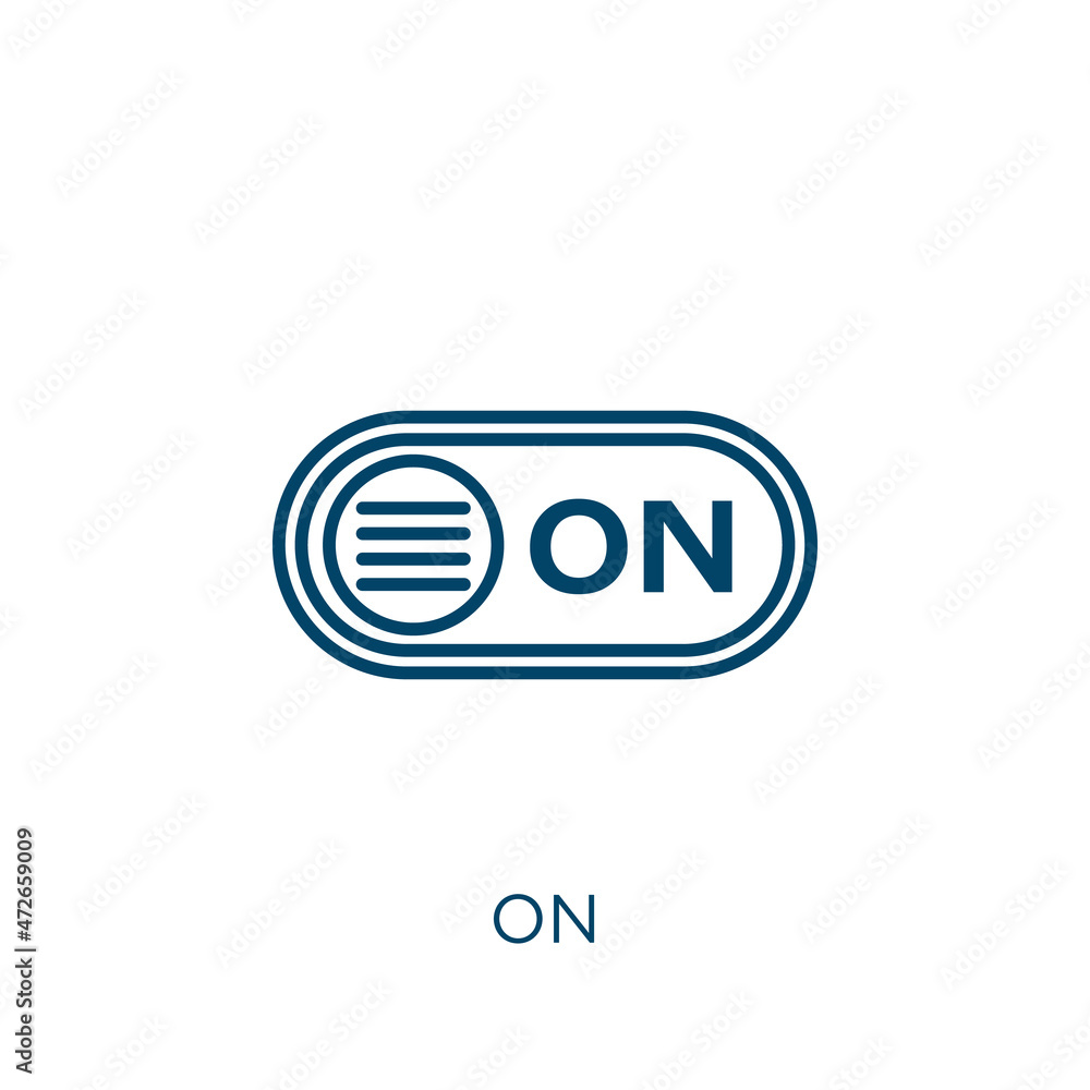 Poster on icon. thin linear on outline icon isolated on white background. line vector on sign, symbol for w