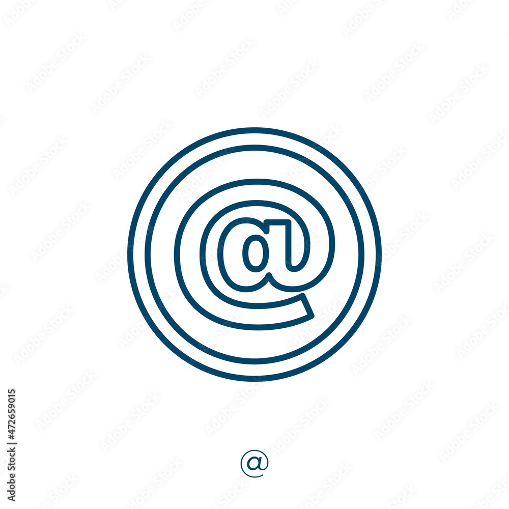 Poster @ icon. thin linear @ outline icon isolated on white background. line vector @ sign, symbol for web 