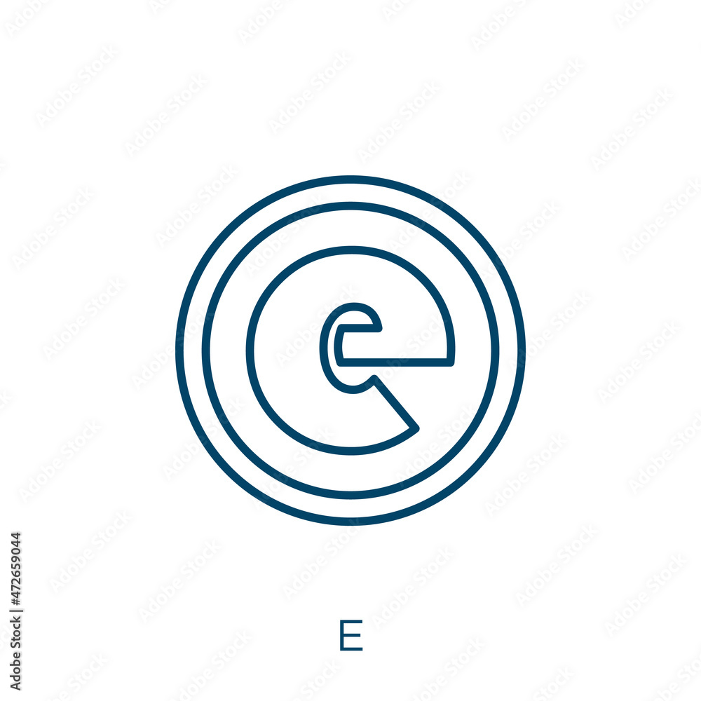 Poster e icon. thin linear e outline icon isolated on white background. line vector e sign, symbol for web 