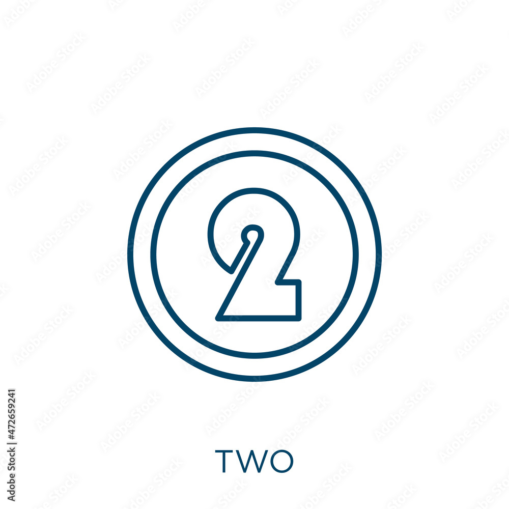 Poster two icon. thin linear two outline icon isolated on white background. line vector two sign, symbol fo