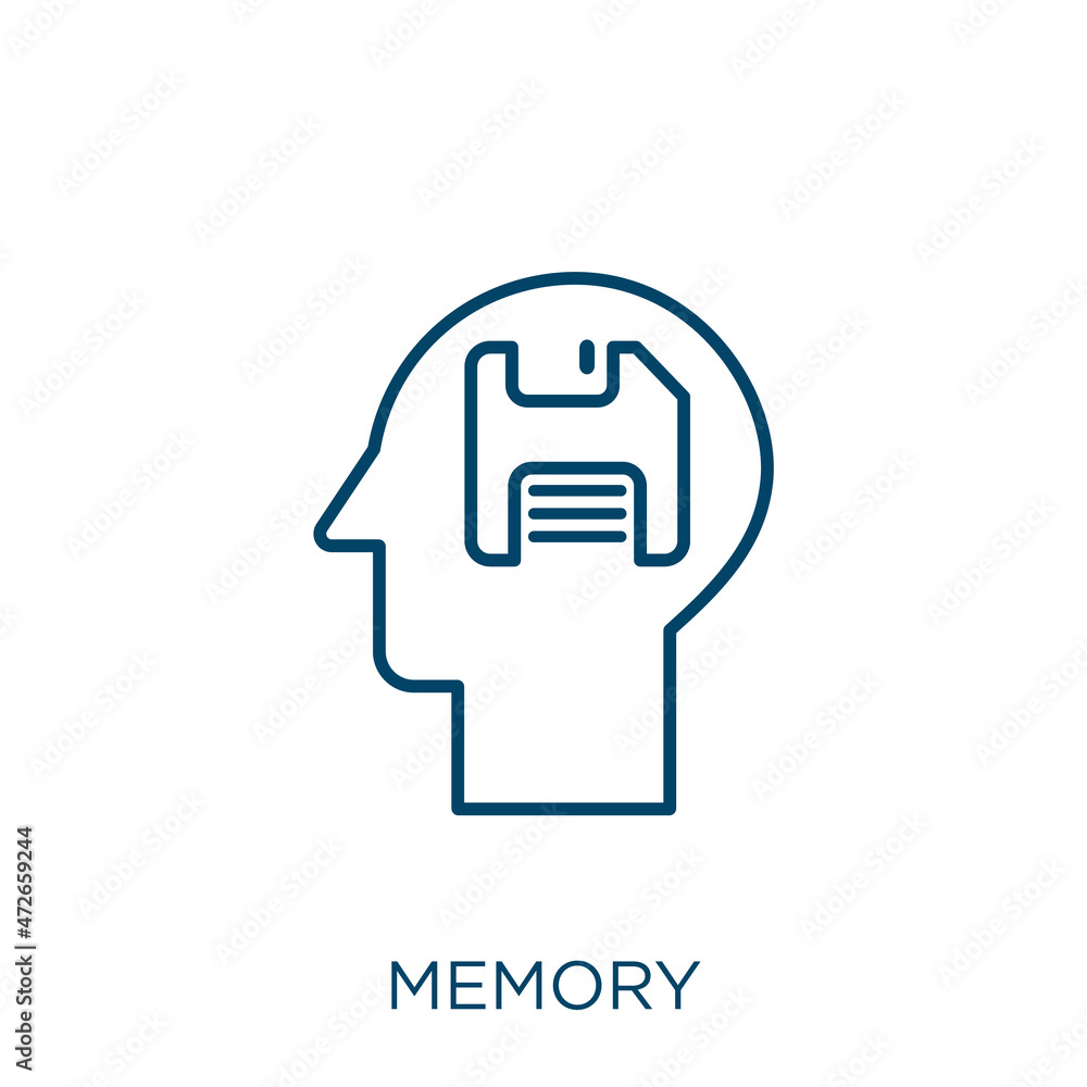 Poster memory icon. thin linear memory outline icon isolated on white background. line vector memory sign, 