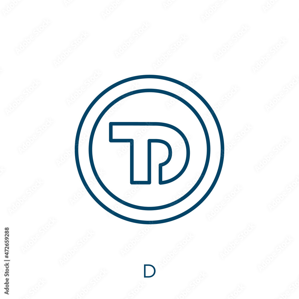 Poster d icon. thin linear d outline icon isolated on white background. line vector d sign, symbol for web 