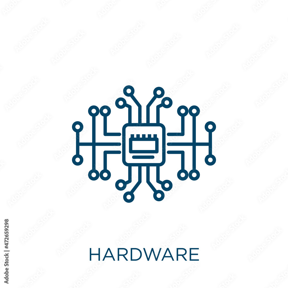 Poster hardware icon. thin linear hardware outline icon isolated on white background. line vector hardware 