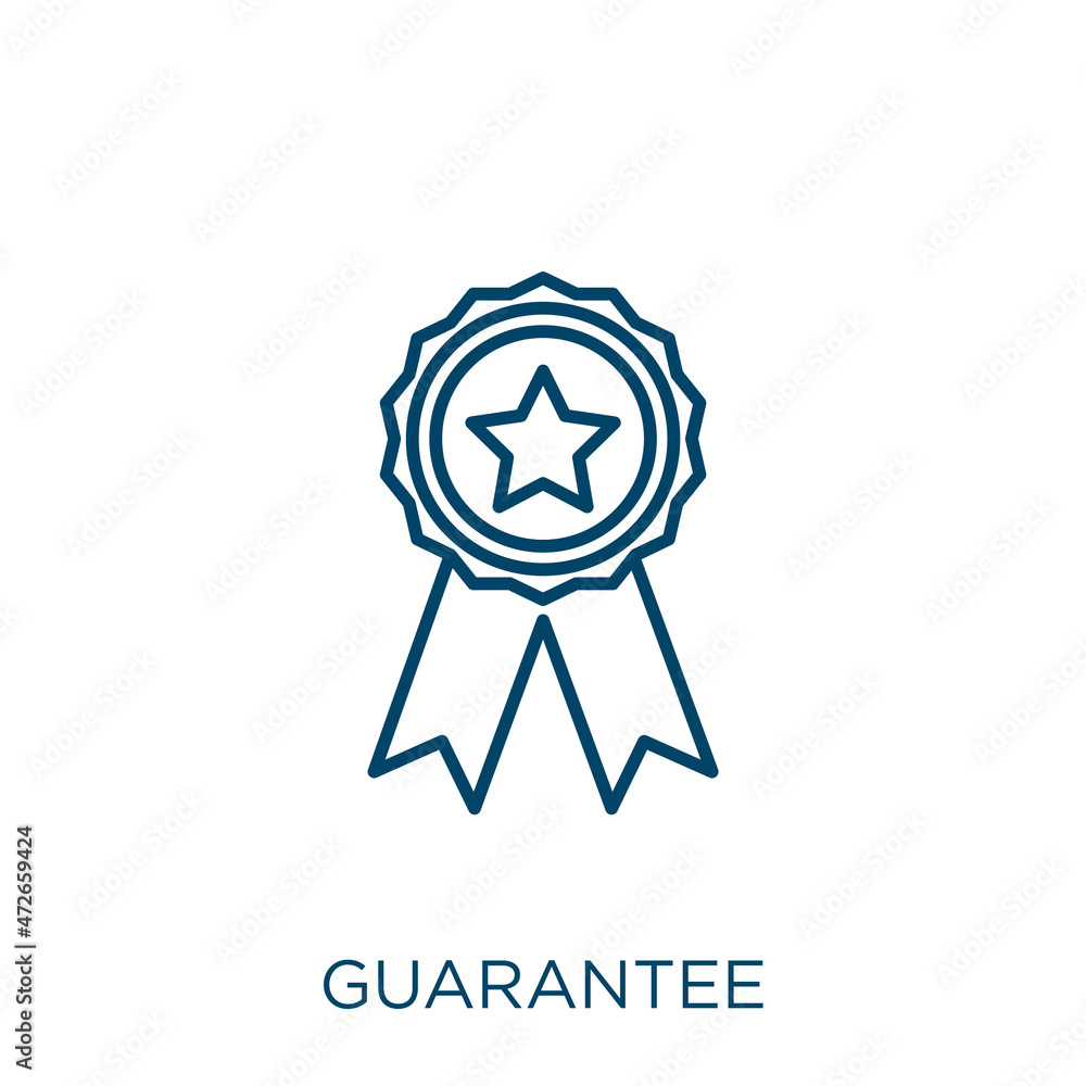 Poster guarantee icon. thin linear guarantee outline icon isolated on white background. line vector guarant