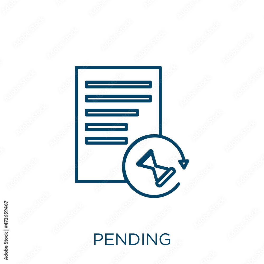 Poster pending icon. thin linear pending outline icon isolated on white background. line vector pending sig
