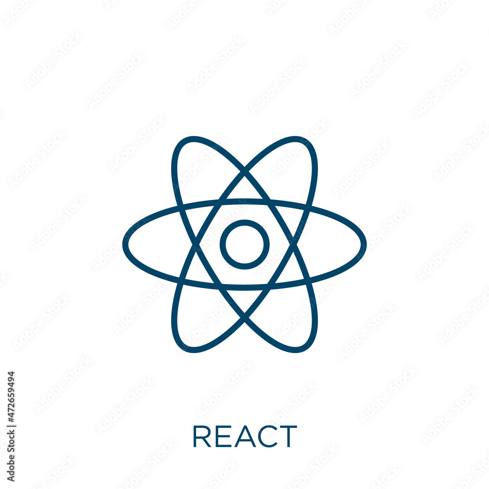 Poster react icon. thin linear react outline icon isolated on white background. line vector react sign, sym