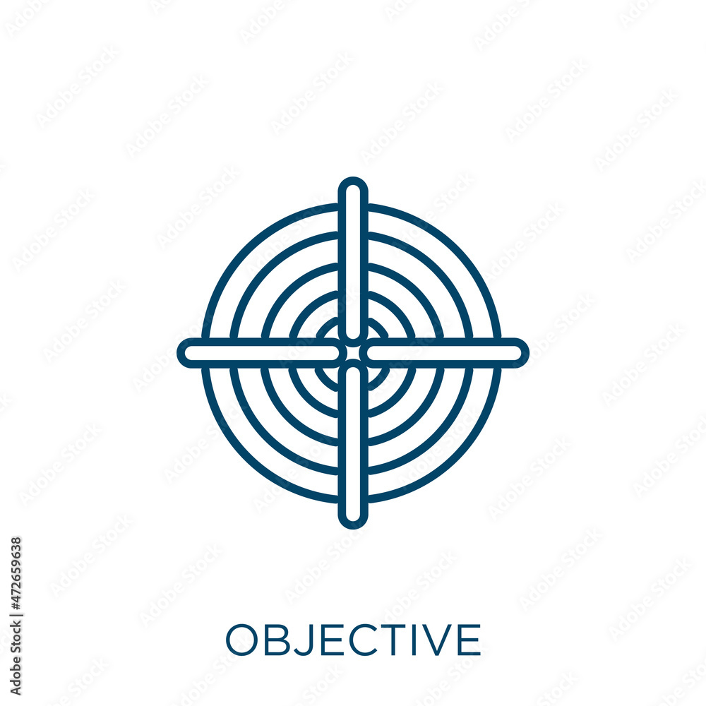 Poster objective icon. thin linear objective outline icon isolated on white background. line vector objecti