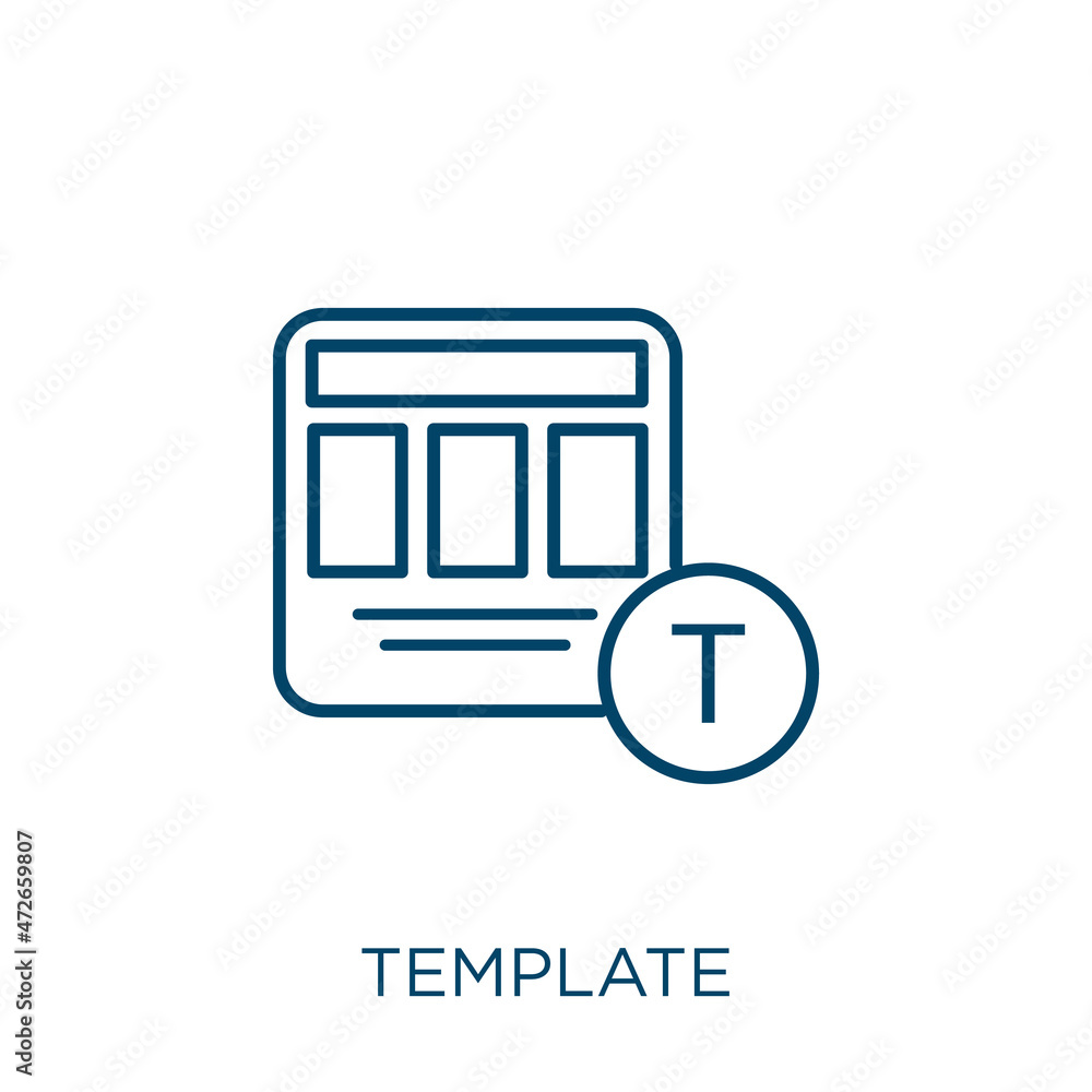 Aufkleber template icon. thin linear template outline icon isolated on white background. line vector template 