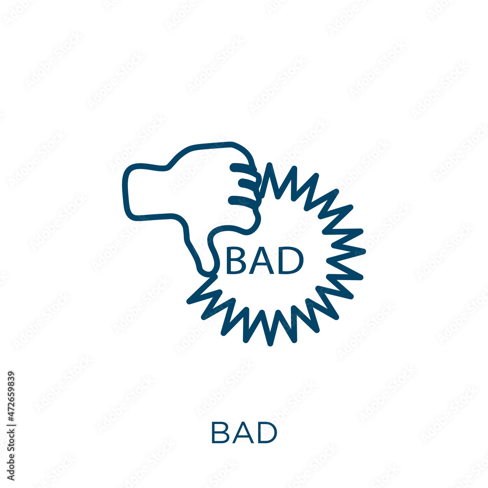 Poster bad icon. thin linear bad outline icon isolated on white background. line vector bad sign, symbol fo