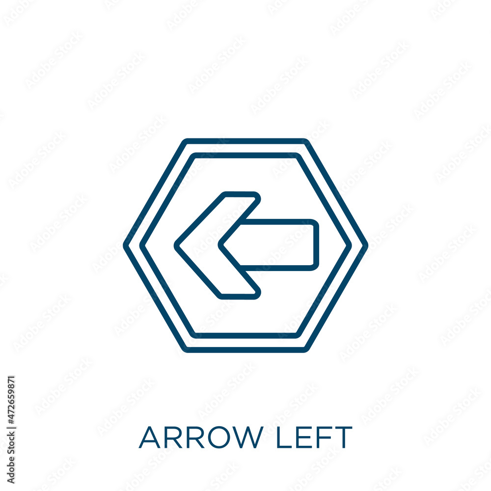 Poster arrow left icon. thin linear arrow left outline icon isolated on white background. line vector arrow