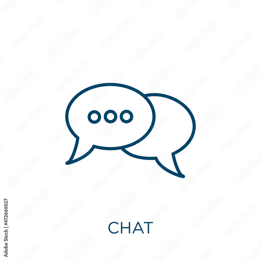 Poster chat icon. thin linear chat outline icon isolated on white background. line vector chat sign, symbol