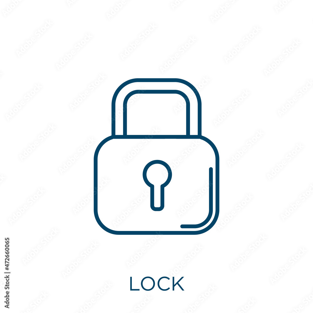 Poster lock icon. thin linear lock outline icon isolated on white background. line vector lock sign, symbol