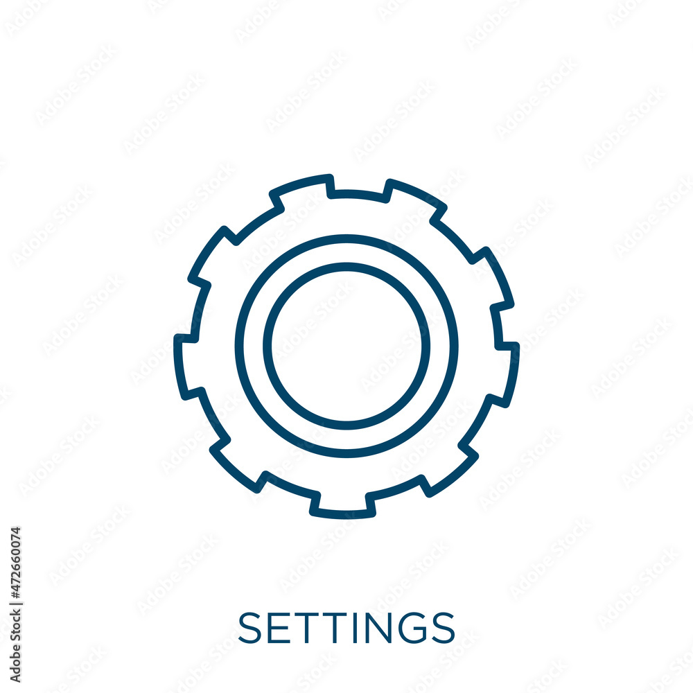 Poster settings icon. thin linear settings outline icon isolated on white background. line vector settings 