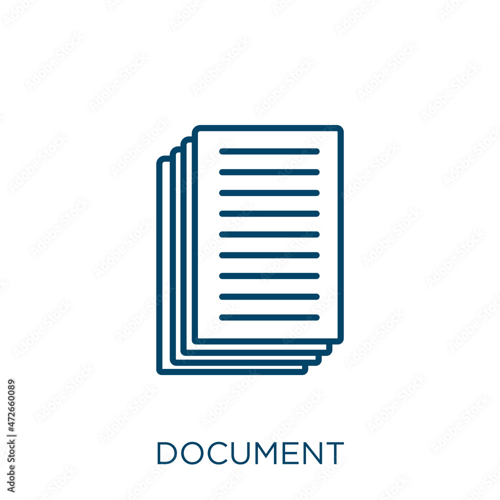Poster document icon. thin linear document outline icon isolated on white background. line vector document 
