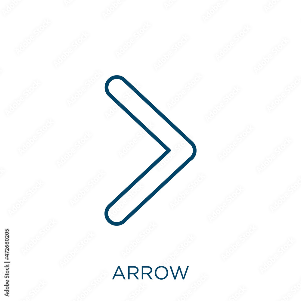 Poster arrow icon. thin linear arrow outline icon isolated on white background. line vector arrow sign, sym