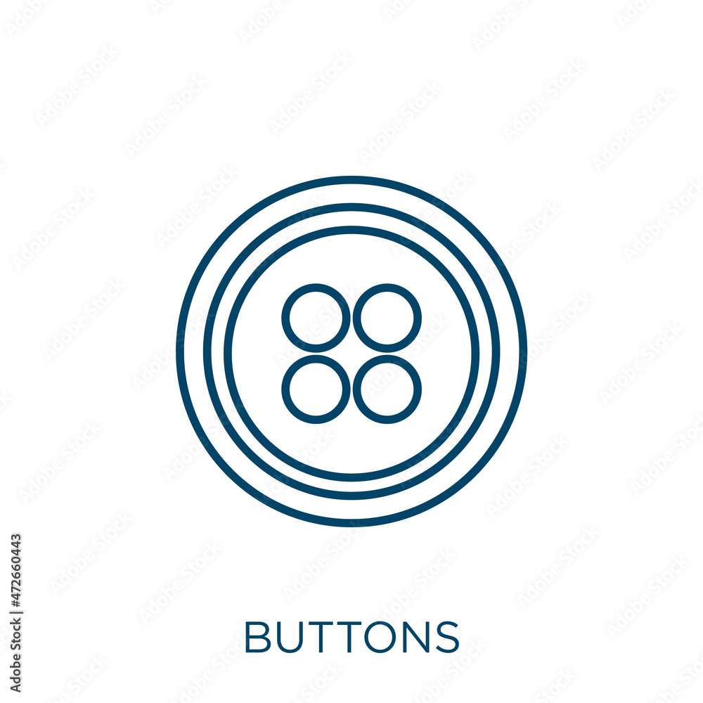 Poster buttons icon. thin linear buttons outline icon isolated on white background. line vector buttons sig