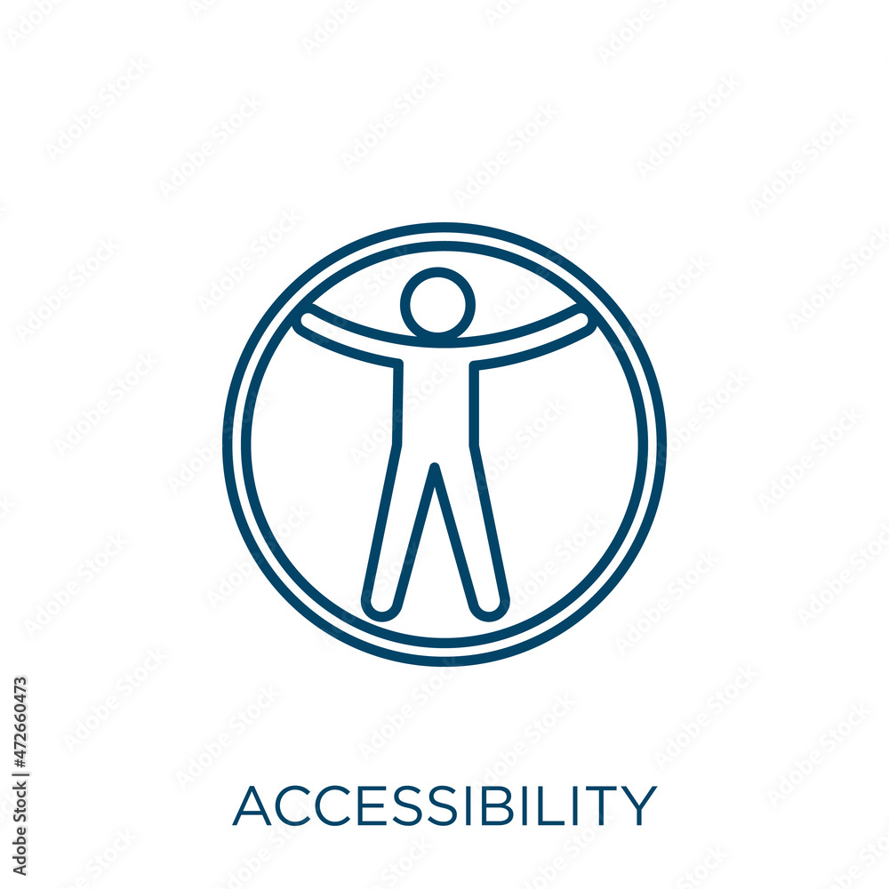 Aufkleber accessibility icon. thin linear accessibility outline icon isolated on white background. line vector