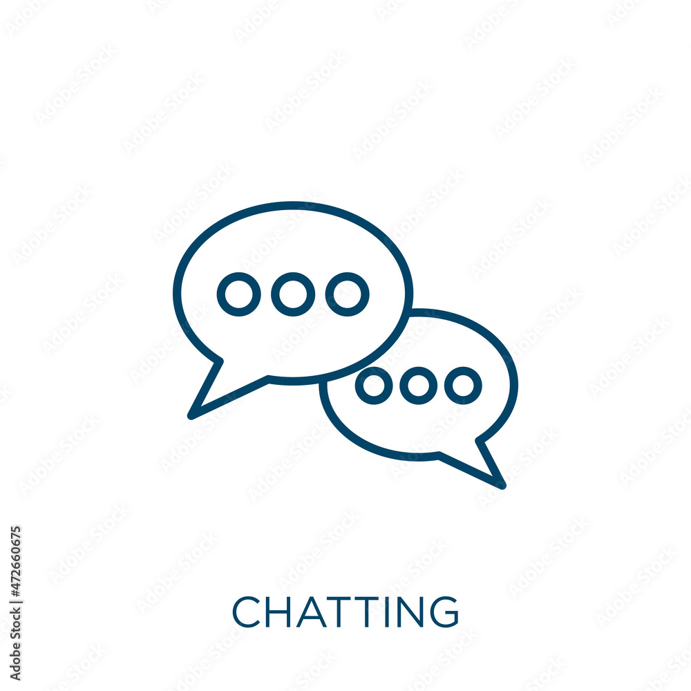 Poster chatting icon. thin linear chatting outline icon isolated on white background. line vector chatting 