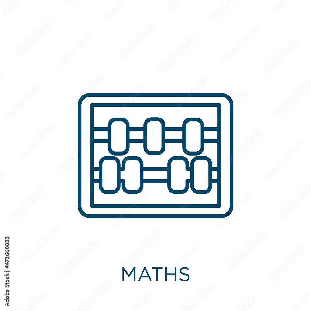 Poster maths icon. thin linear maths outline icon isolated on white background. line vector maths sign, sym