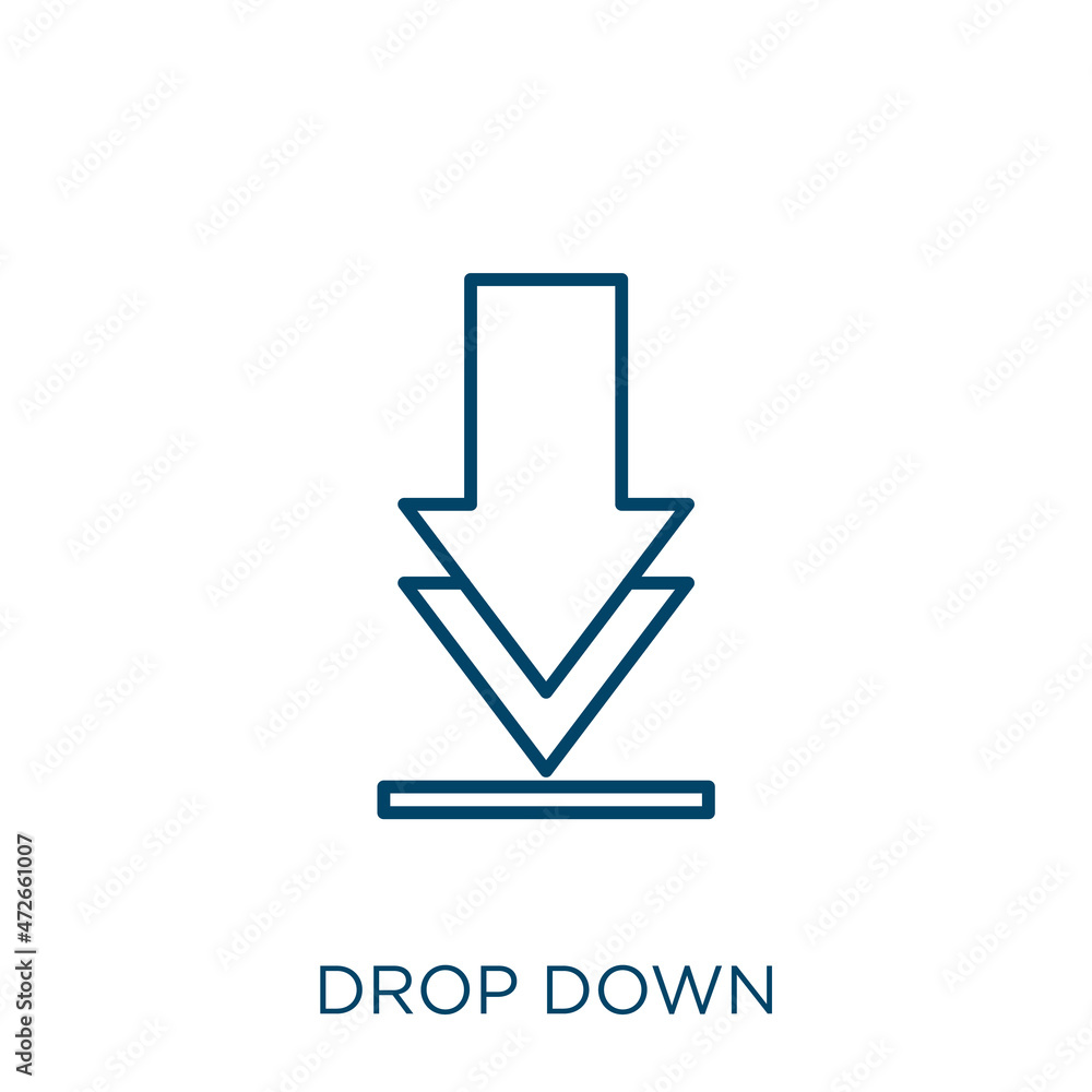 Poster drop down icon. thin linear drop down outline icon isolated on white background. line vector drop do
