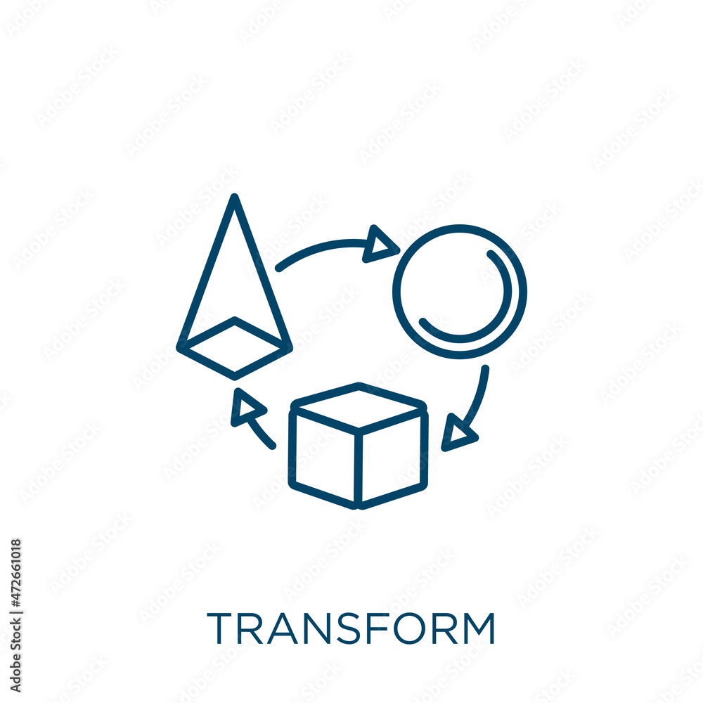 Poster transform icon. thin linear transform outline icon isolated on white background. line vector transfo