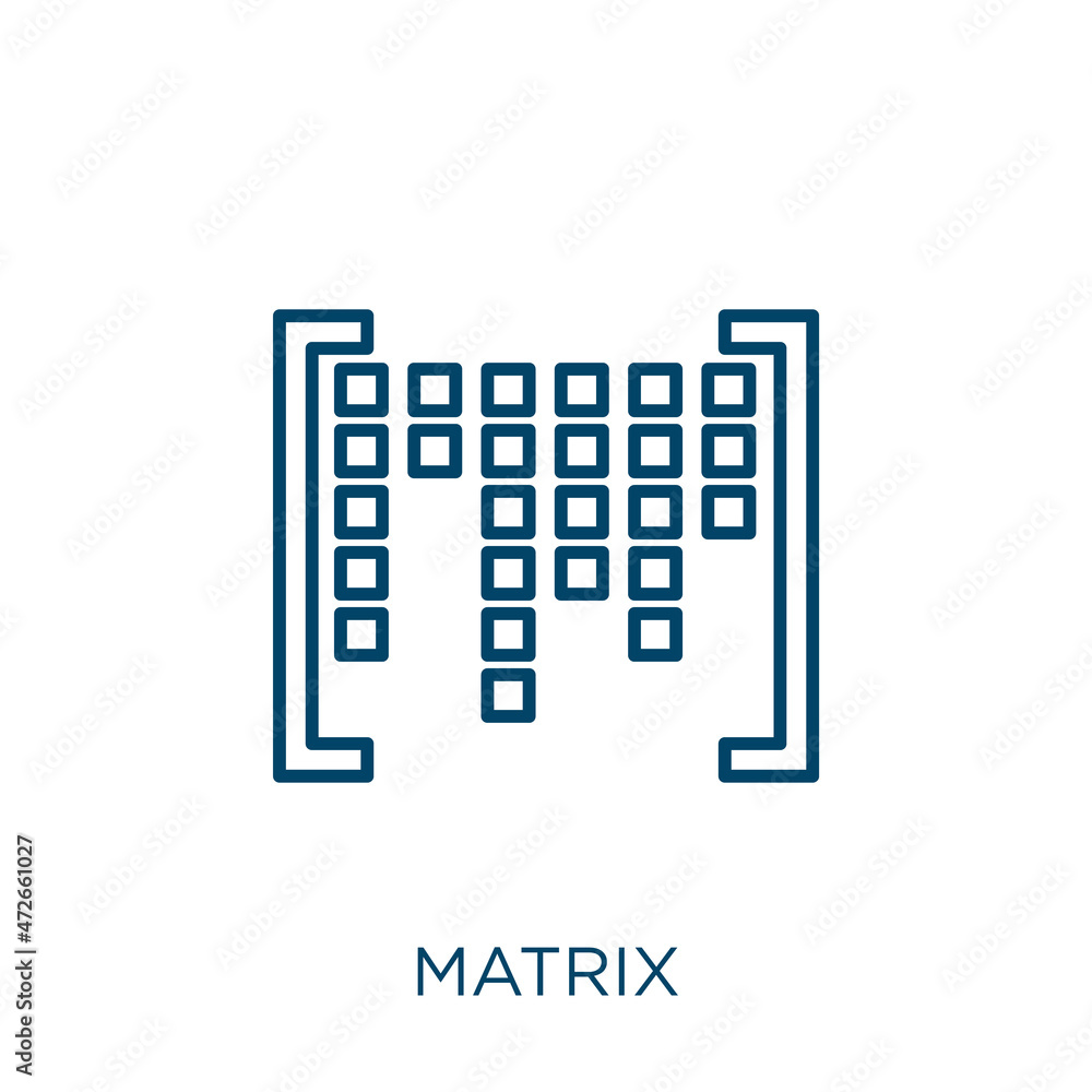 Poster matrix icon. thin linear matrix outline icon isolated on white background. line vector matrix sign, 