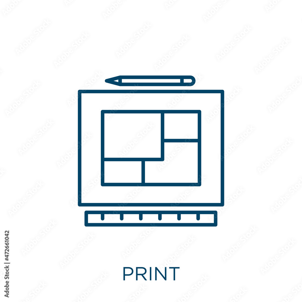 Poster blueprint icon. thin linear blueprint outline icon isolated on white background. line vector bluepri