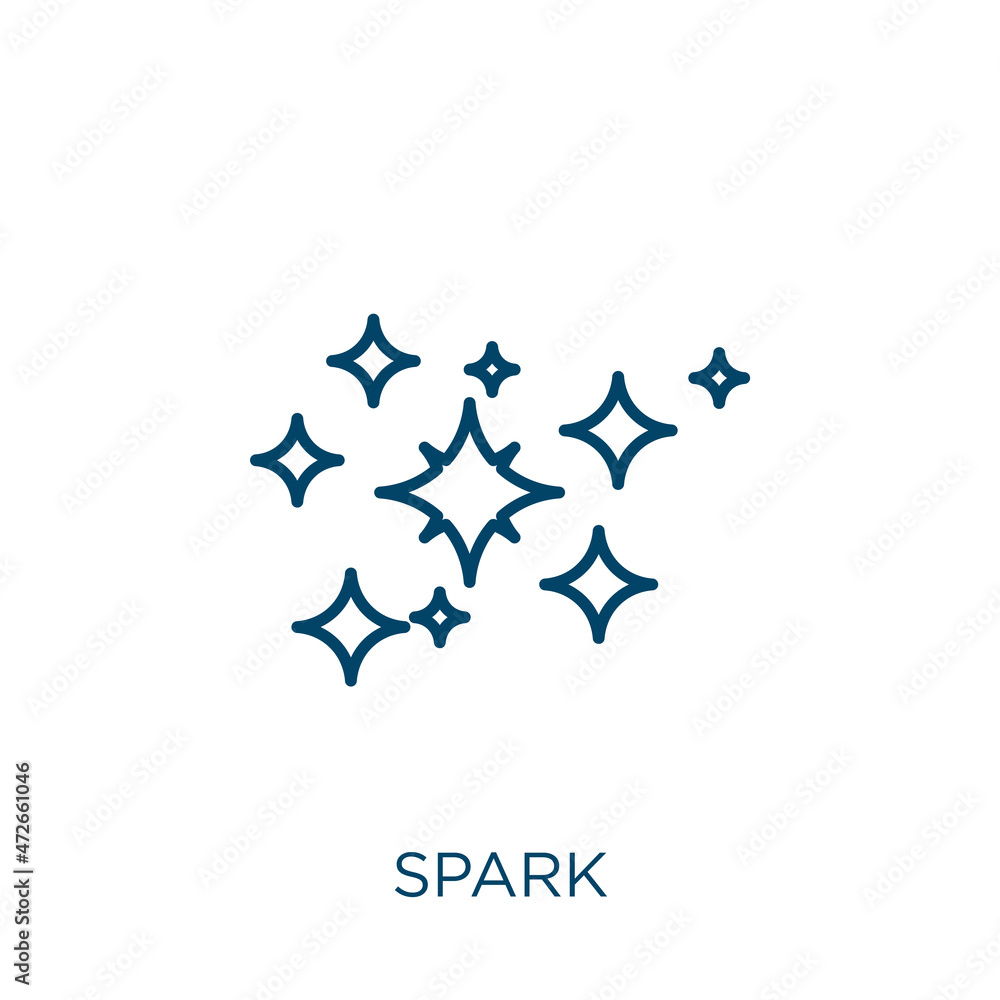 Poster spark icon. thin linear spark outline icon isolated on white background. line vector spark sign, sym