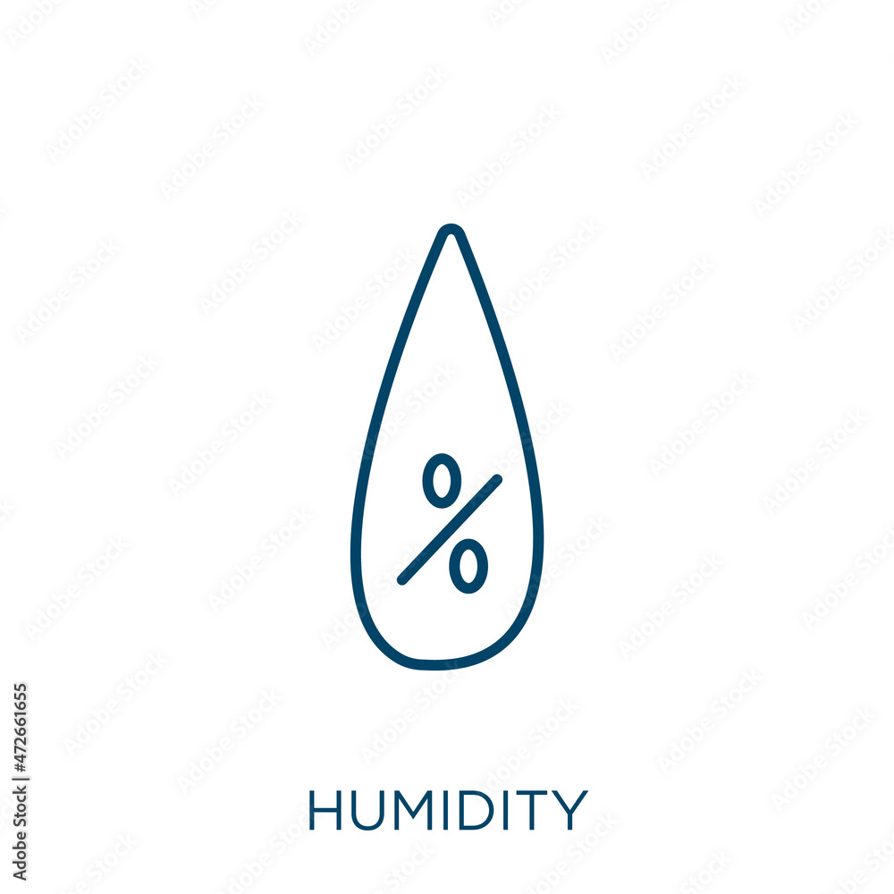 Poster humidity icon. thin linear humidity outline icon isolated on white background. line vector humidity 