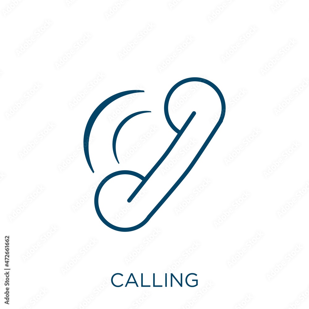 Poster calling icon. thin linear calling outline icon isolated on white background. line vector calling sig