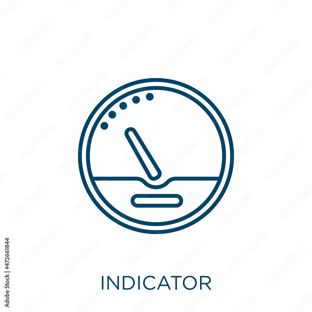 Poster indicator icon. thin linear indicator outline icon isolated on white background. line vector indicat