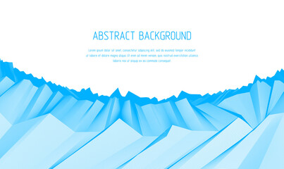 Abstract vector background with fantastic landscape terrain of cosmic planet, geometric 3d line art abstract background of skyline. Usable as template for layout with copy space for title and text.