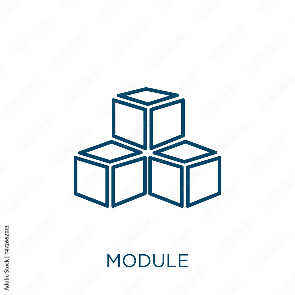 Poster module icon. thin linear module outline icon isolated on white background. line vector module sign, 