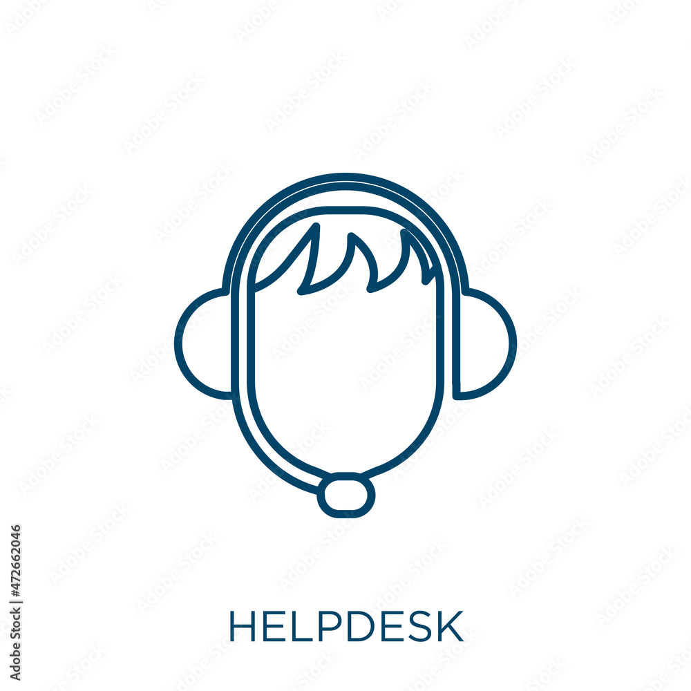Poster helpdesk icon. thin linear helpdesk outline icon isolated on white background. line vector helpdesk 