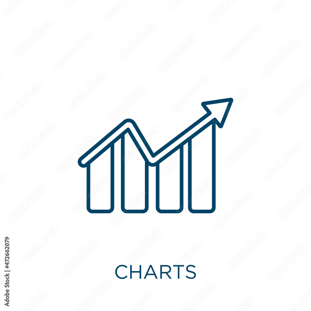 Poster charts icon. thin linear charts outline icon isolated on white background. line vector charts sign, 