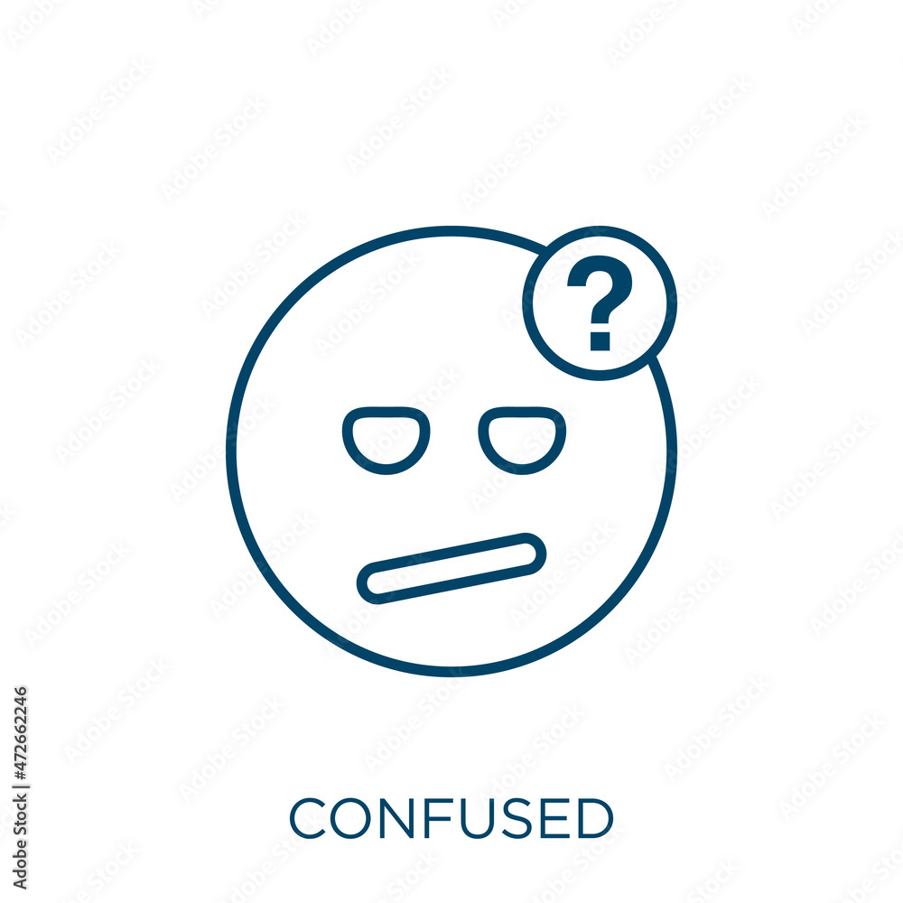 Poster confused icon. thin linear confused outline icon isolated on white background. line vector confused 