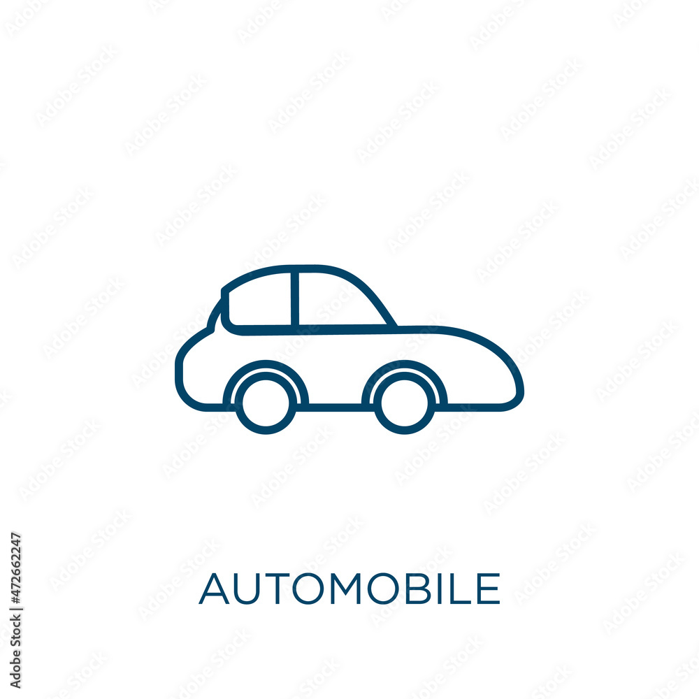 Poster automobile icon. thin linear automobile outline icon isolated on white background. line vector autom