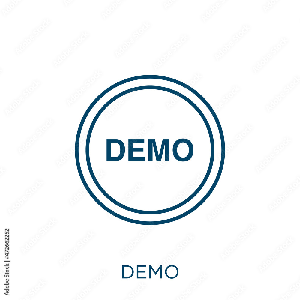Poster demo icon. thin linear demo outline icon isolated on white background. line vector demo sign, symbol