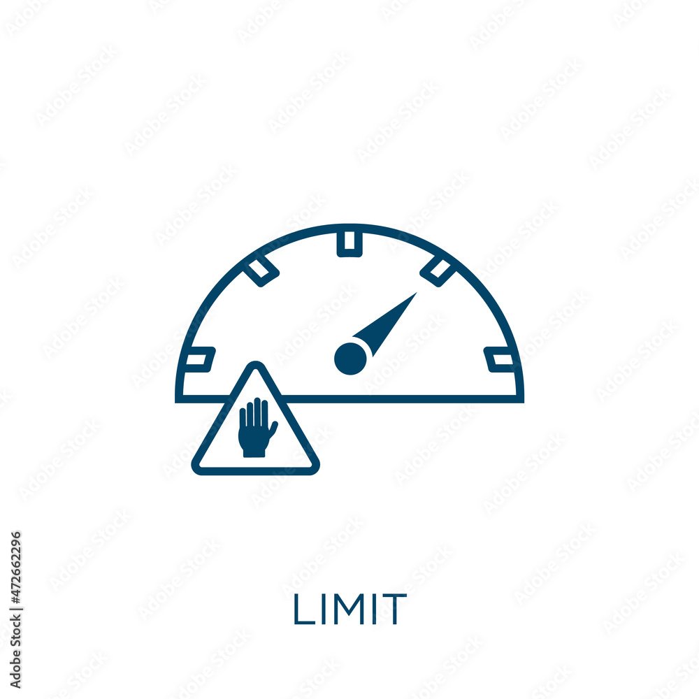 Poster limit icon. thin linear limit outline icon isolated on white background. line vector limit sign, sym