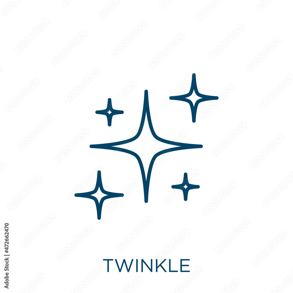 Poster twinkle icon. thin linear twinkle outline icon isolated on white background. line vector twinkle sig