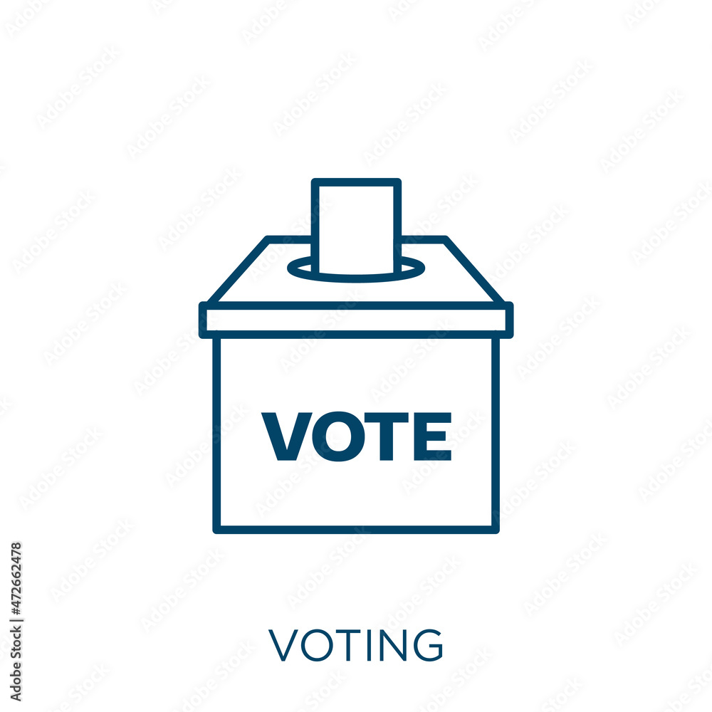 Aufkleber voting icon. thin linear voting outline icon isolated on white background. line vector voting sign, 