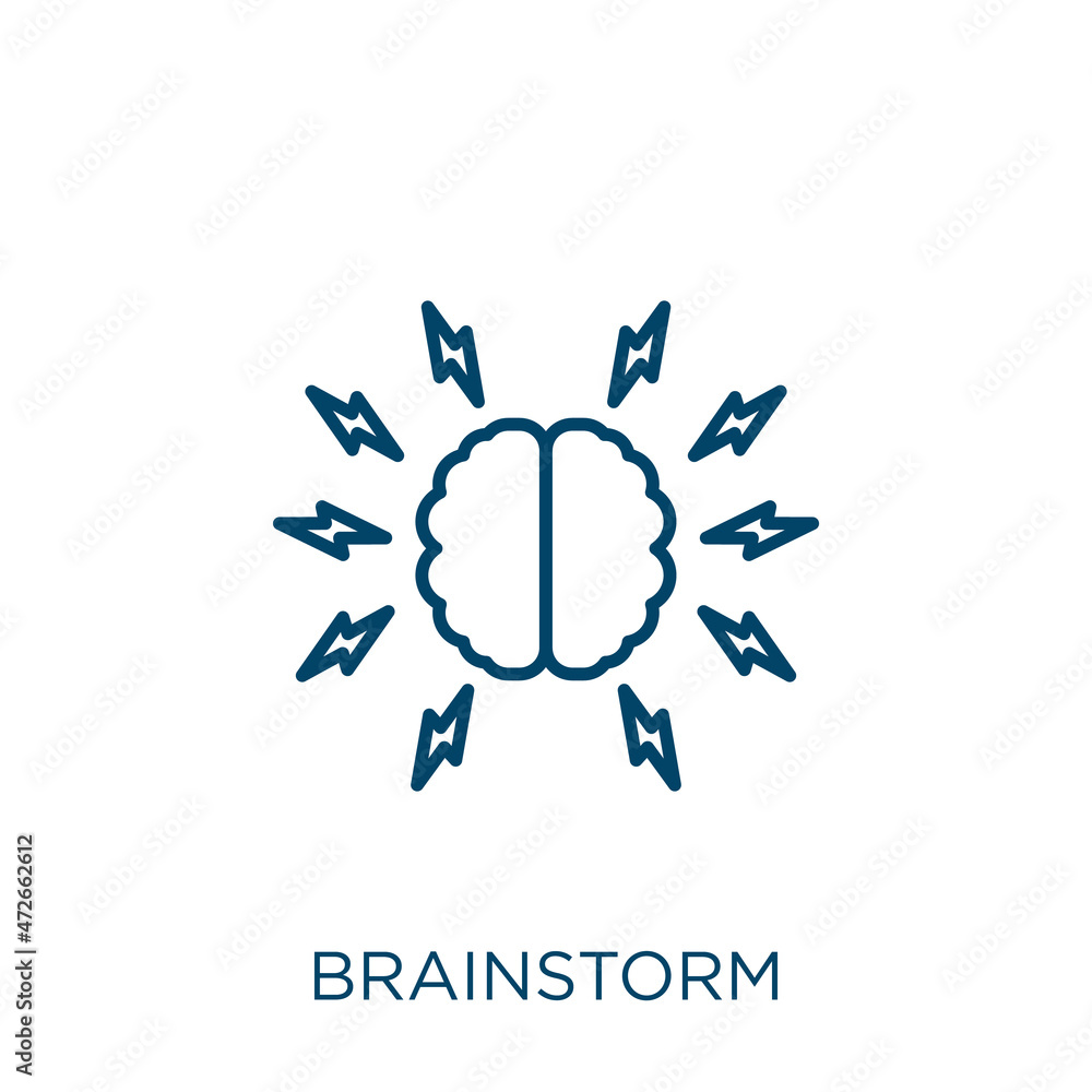 Aufkleber brainstorm icon. thin linear brainstorm outline icon isolated on white background. line vector brain