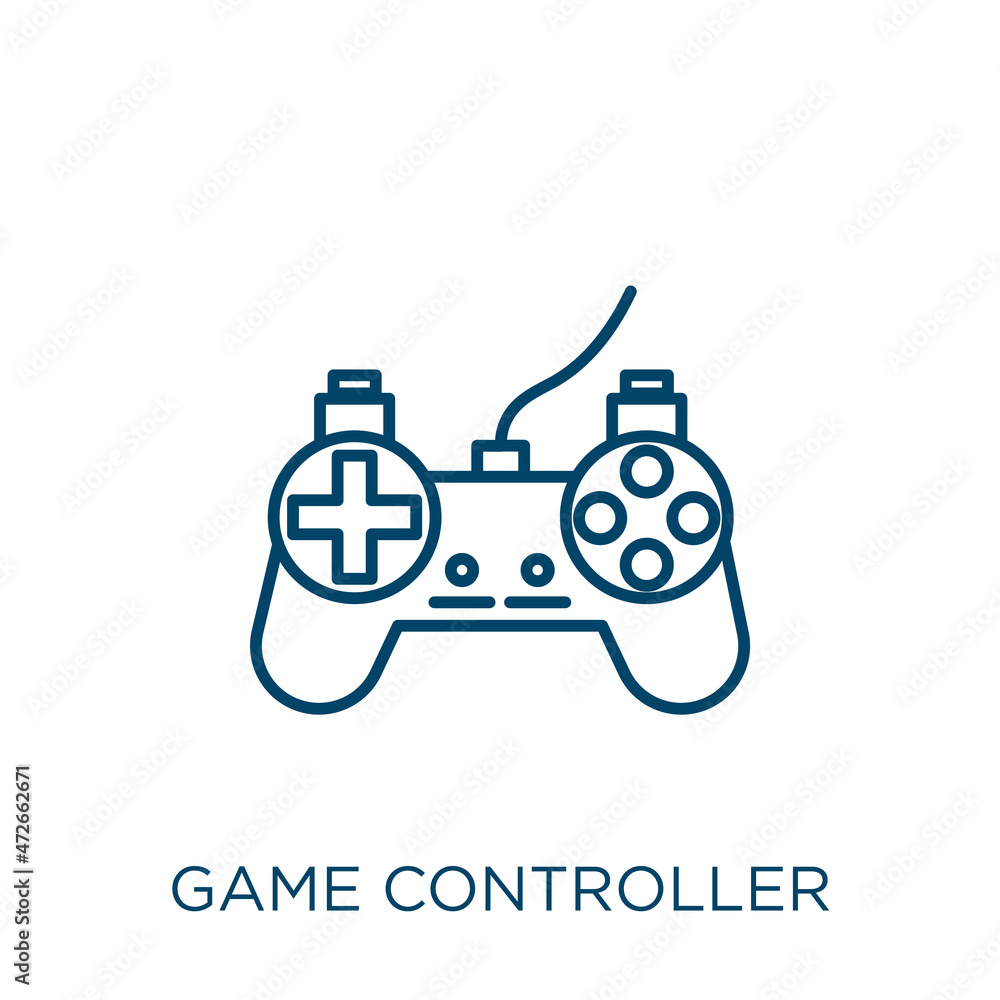 Aufkleber game controller icon. thin linear game controller outline icon isolated on white background. line ve